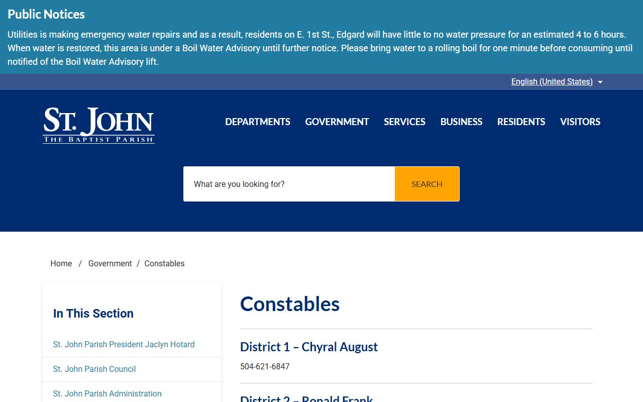 St. John the Baptist Parish court dockets constables list