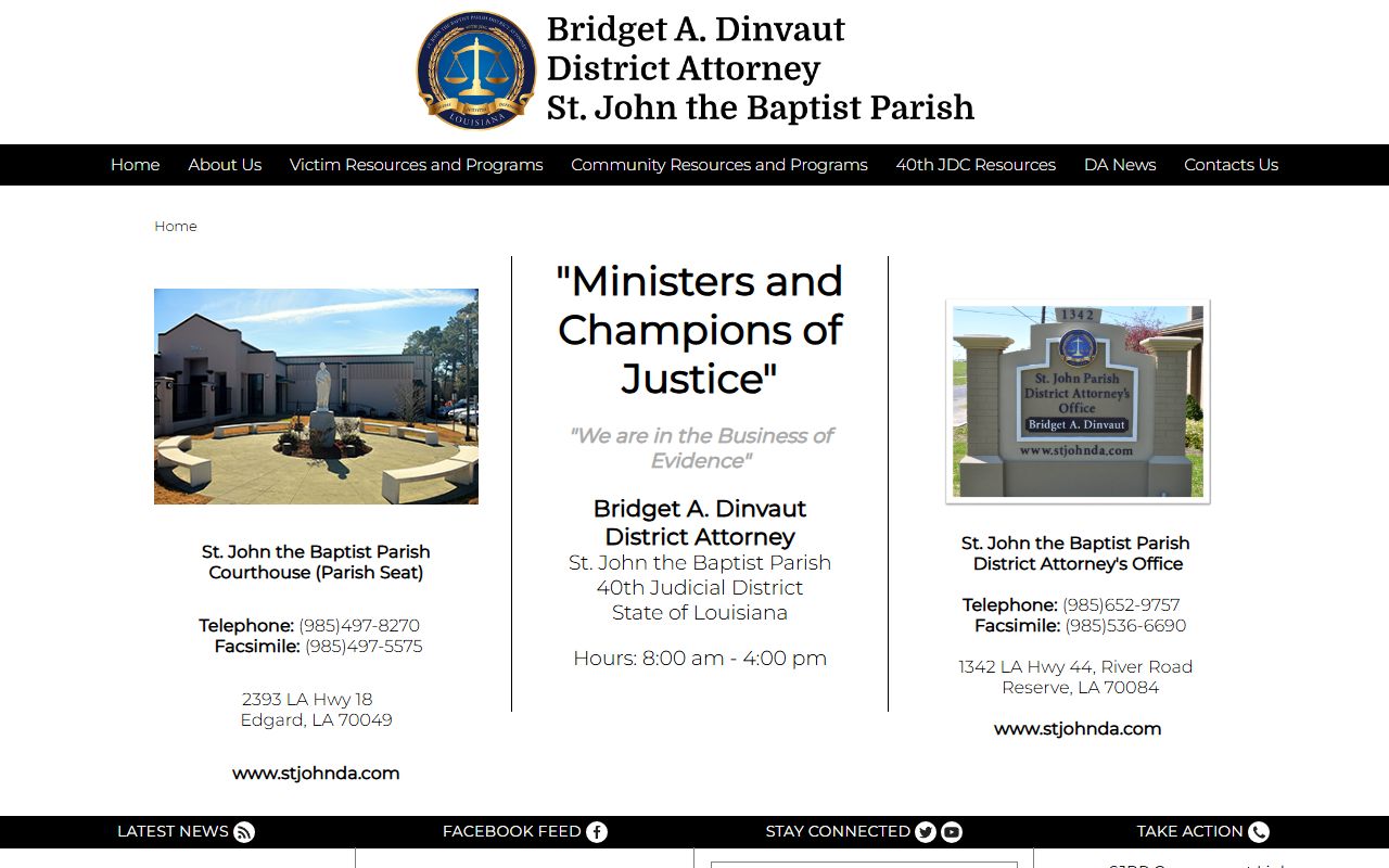 St. John the Baptist Parish court dockets District Attorney case links