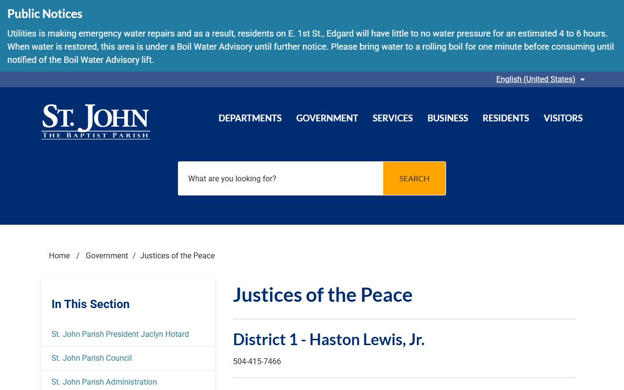 St. John the Baptist Parish court dockets Justice of the Peace list
