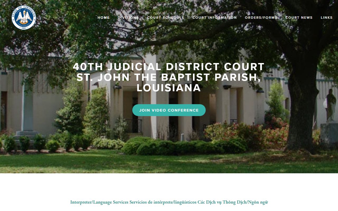 St. John the Baptist Parish court records 40th Judicial District Court homepage