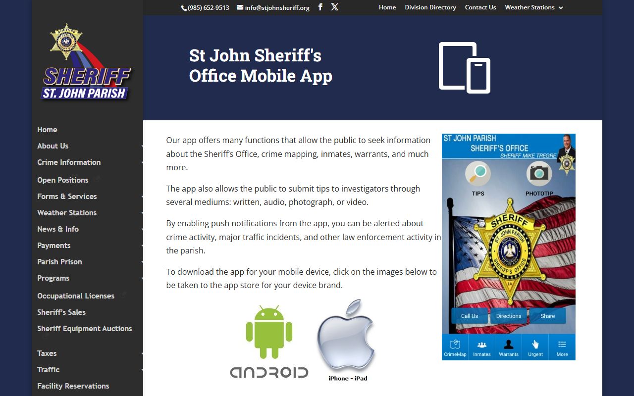 St. John the Baptist Parish warrant records sheriff app feature